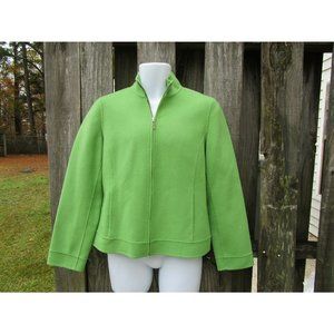 Real Clothes Women's  Jacket Coat Green Pockets Full zip 100% Wool 6